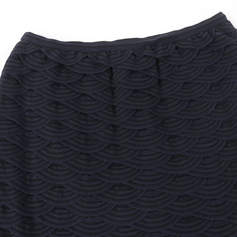 CHANEL P41318k03035 Cotton Tight Skirt With Coco Mark Black Navy 38 Made In