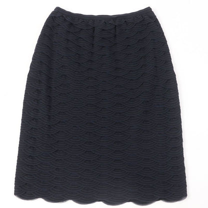 CHANEL P41318k03035 Cotton Tight Skirt With Coco Mark Black Navy 38 Made In