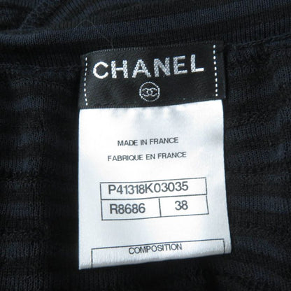 CHANEL P41318k03035 Cotton Tight Skirt With Coco Mark Black Navy 38 Made In