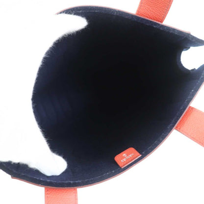 Hermes Petit H Petit Ashe Vaux Epson Felt Tote Bag Coral Pink Navy Storage