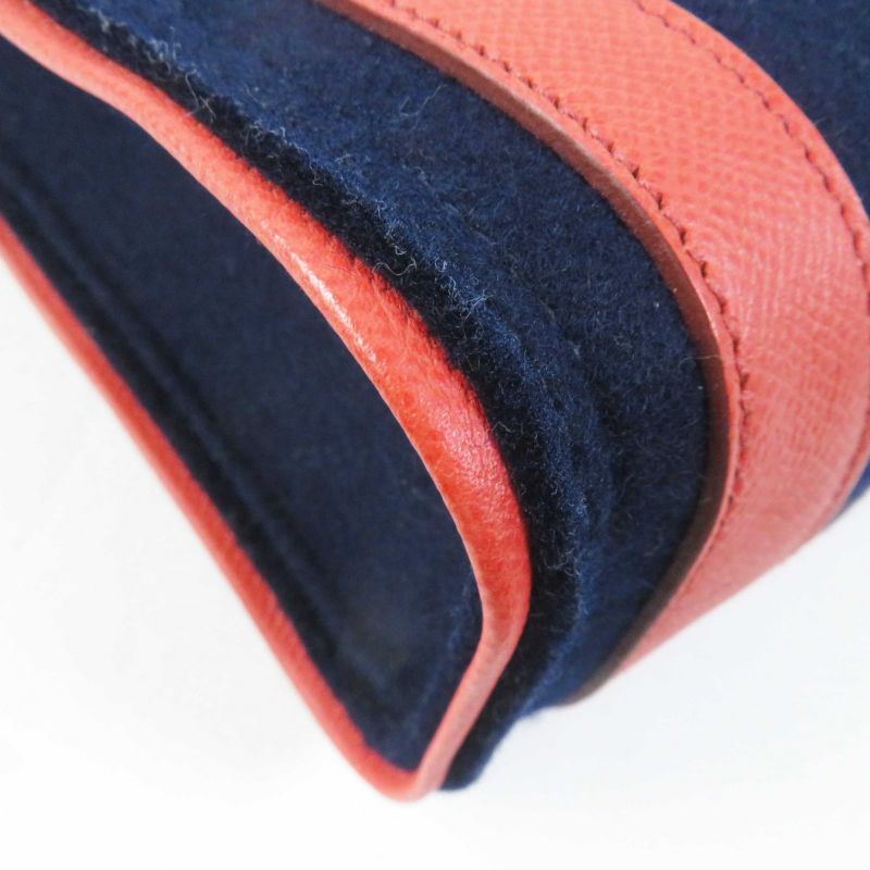 Hermes Petit H Petit Ashe Vaux Epson Felt Tote Bag Coral Pink Navy Storage