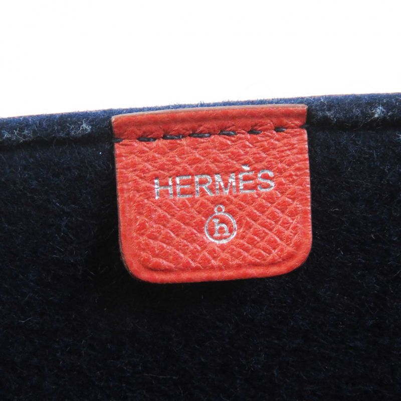 Hermes Petit H Petit Ashe Vaux Epson Felt Tote Bag Coral Pink Navy Storage