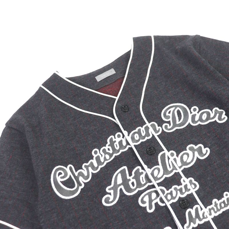 DIOR Homme 21AW 213j530a0663 Atelier Wool Cotton Stripe Short Sleeve Baseball