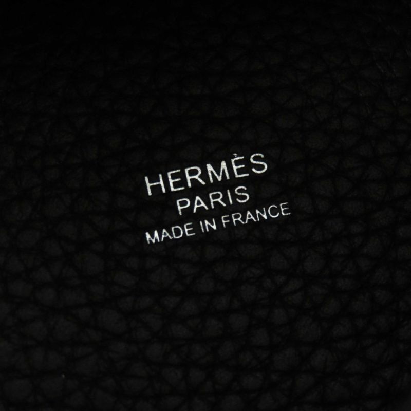 Hermes Picotin Lock MM 22 Silver Hardware Taurillon Clemence Handbag Black