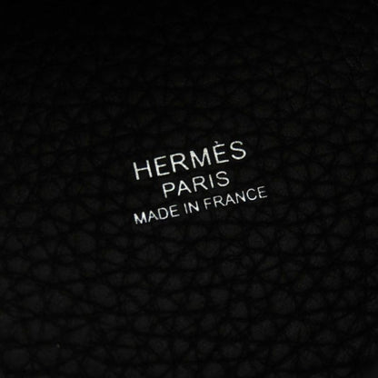 Hermes Picotin Lock MM 22 Silver Hardware Taurillon Clemence Handbag Black