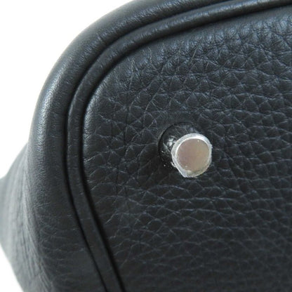 Hermes Picotin Lock MM 22 Silver Hardware Taurillon Clemence Handbag Black