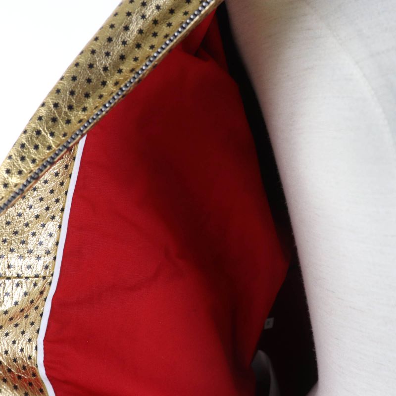 Gucci 19AW 519455 Lamb Skin Guccy Back Logo Bomber Jacket Gold 38 Made In Italy