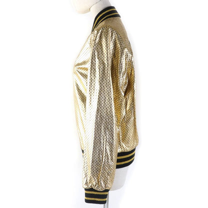 Gucci 19AW 519455 Lamb Skin Guccy Back Logo Bomber Jacket Gold 38 Made In Italy