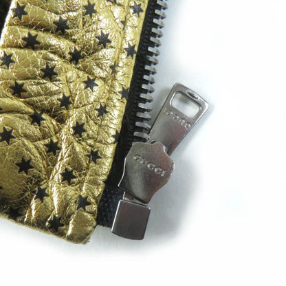 Gucci 19AW 519455 Lamb Skin Guccy Back Logo Bomber Jacket Gold 38 Made In Italy