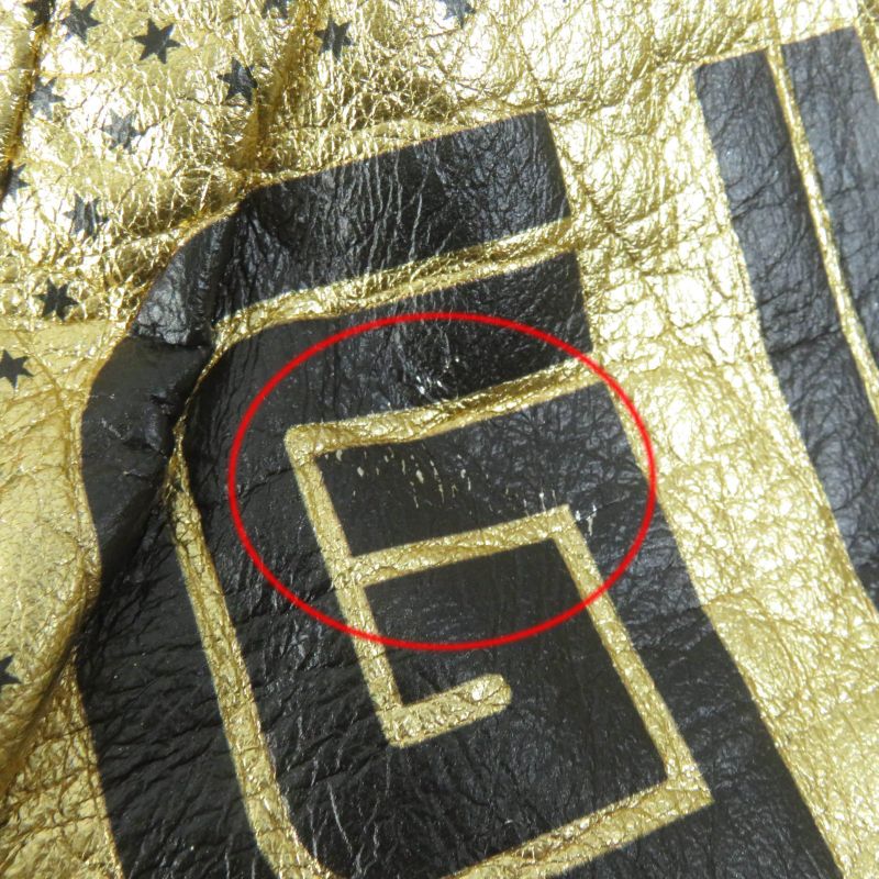 Gucci 19AW 519455 Lamb Skin Guccy Back Logo Bomber Jacket Gold 38 Made In Italy