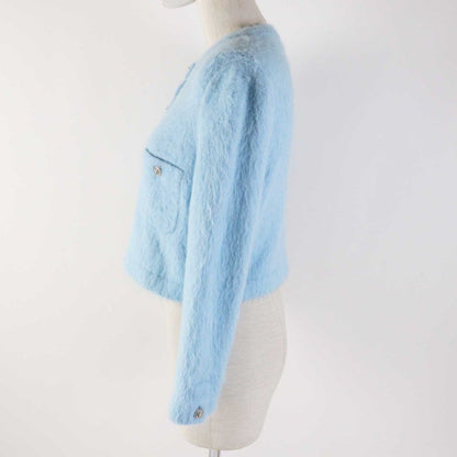 CHANEL P62193 19B Cashmere Alpaca Rhinestone Coco Button Shaggy Knit Cardigan