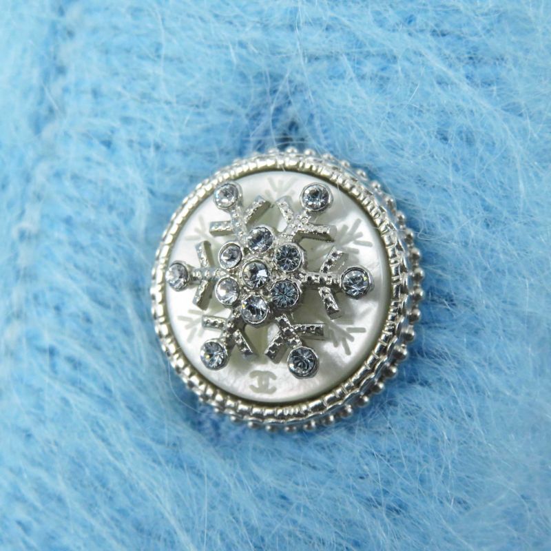 CHANEL P62193 19B Cashmere Alpaca Rhinestone Coco Button Shaggy Knit Cardigan
