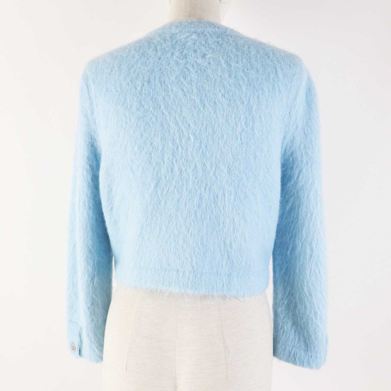 CHANEL P62193 19B Cashmere Alpaca Rhinestone Coco Button Shaggy Knit Cardigan