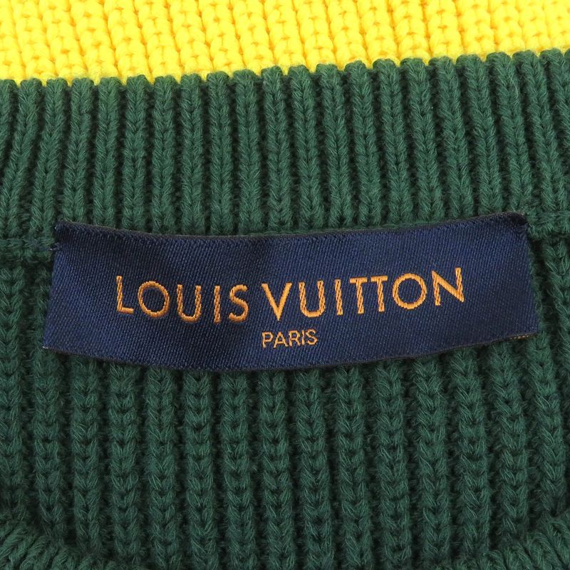 Louis Vuitton 21SS Jamaican Stripe Pullover LV Logo Long Sleeve Knit Sweater