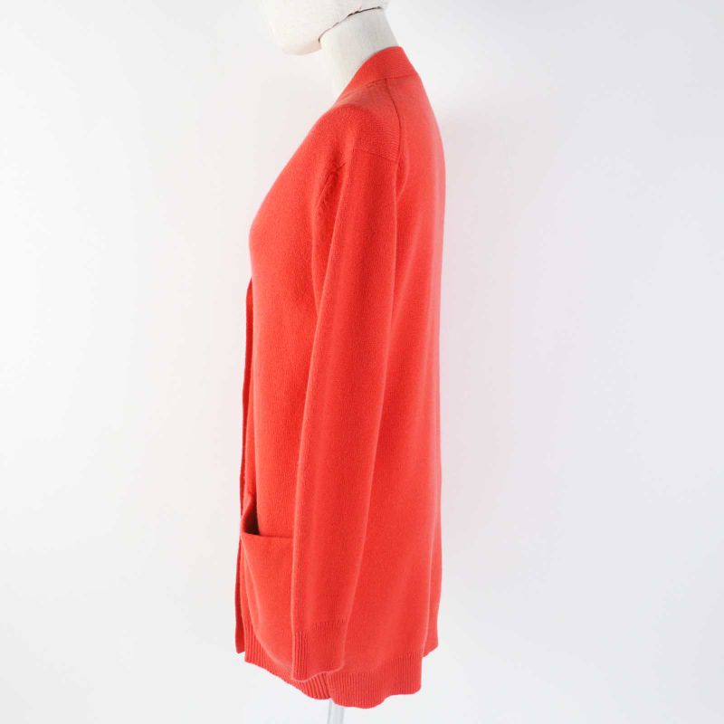 Hermes 20AW 100% Cashmere Serie Buttons Long Length Knitted Cardigan Orange 34