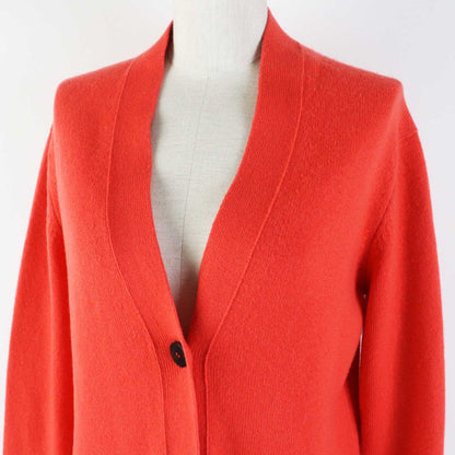 Hermes 20AW 100% Cashmere Serie Buttons Long Length Knitted Cardigan Orange 34