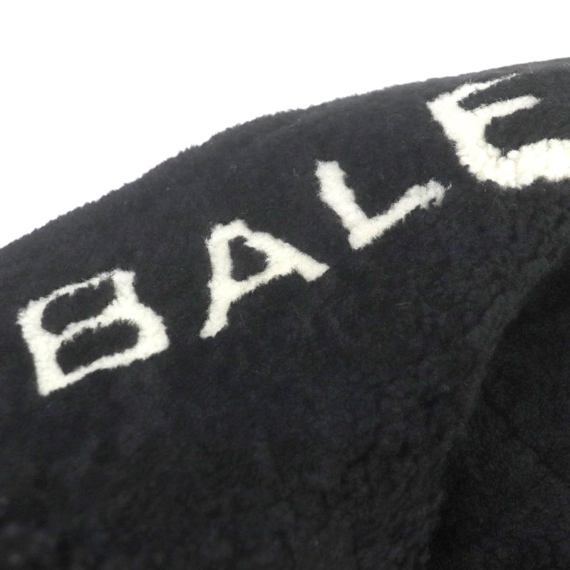 Balenciaga 17AW 436548 Bombardier Shearling Jacket Sheepskin Collar Logo