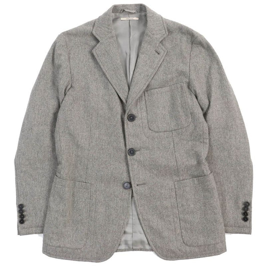 Hermes 2018 100% Wool Full Logo Lining Single Tailored Jacket With Padding Gray