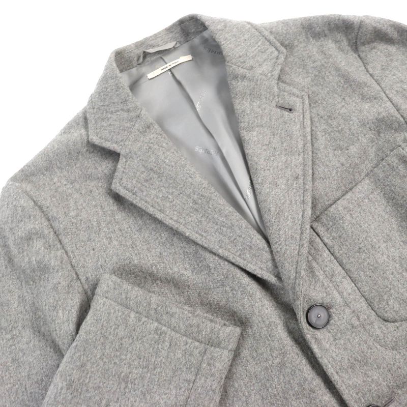 Hermes 2018 100% Wool Full Logo Lining Single Tailored Jacket With Padding Gray
