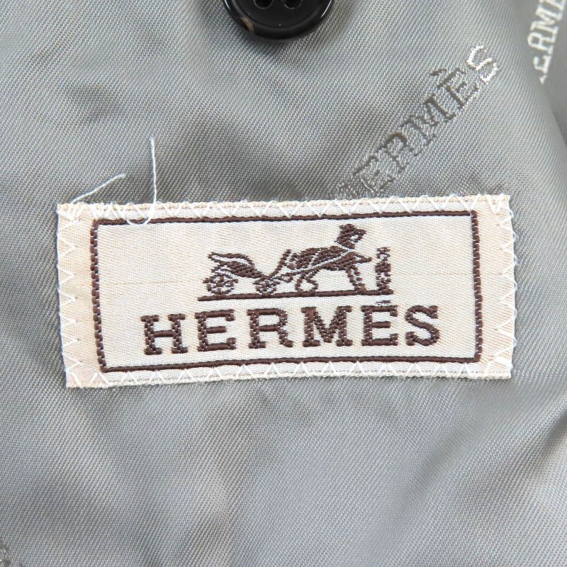 Hermes 2018 100% Wool Full Logo Lining Single Tailored Jacket With Padding Gray