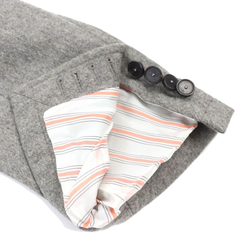 Hermes 2018 100% Wool Full Logo Lining Single Tailored Jacket With Padding Gray