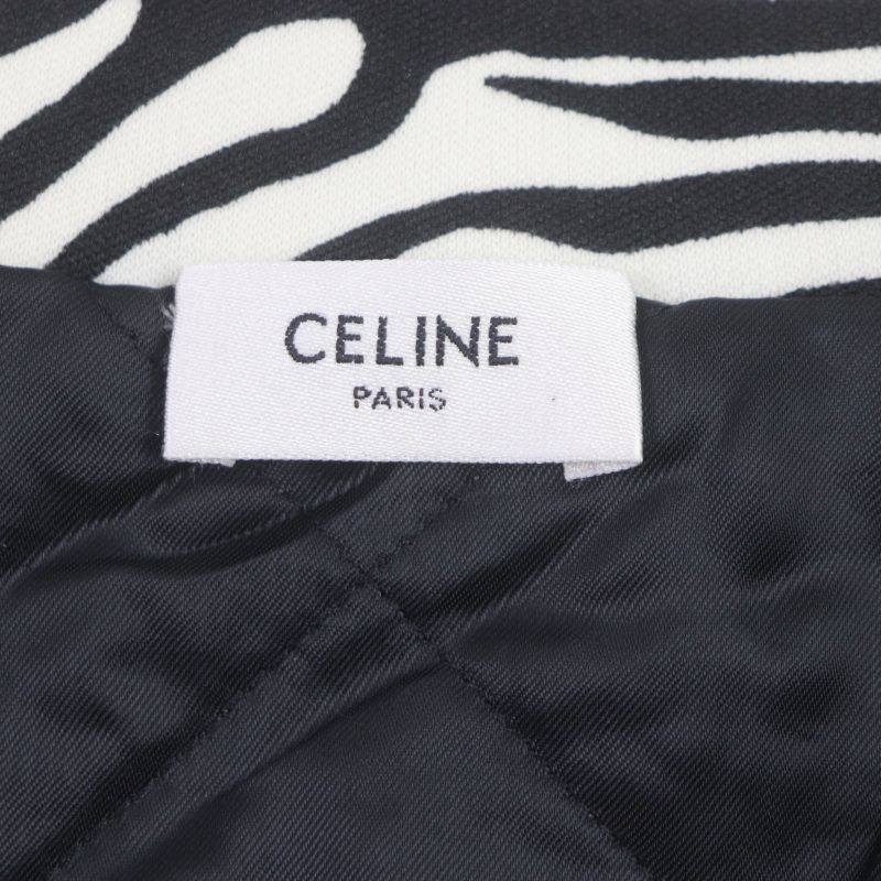 Celine 22AW 2y880426s Zebra Pattern Double Face Logo Embroidery Cotton Zip