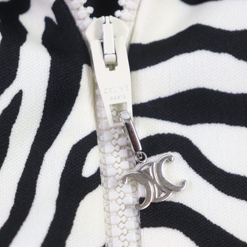 Celine 22AW 2y880426s Zebra Pattern Double Face Logo Embroidery Cotton Zip