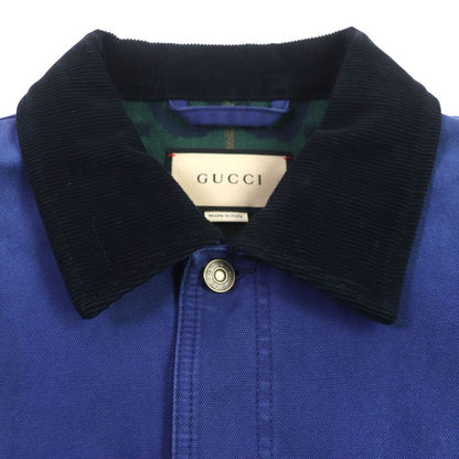  Gucci 2022 709636 Xdb39 Collar Corduroy Lined Gg/checked Padded Blouson