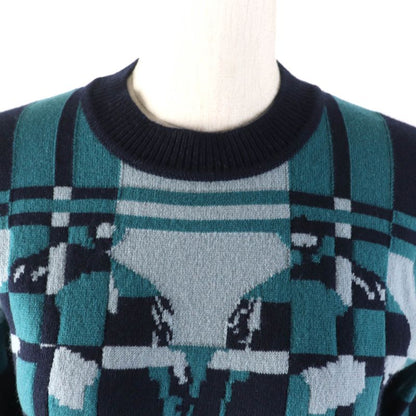 Hermes 23AW 3h2620dd Brides De Gala Tartan 100% Cashmere Crewneck Long Sleeve