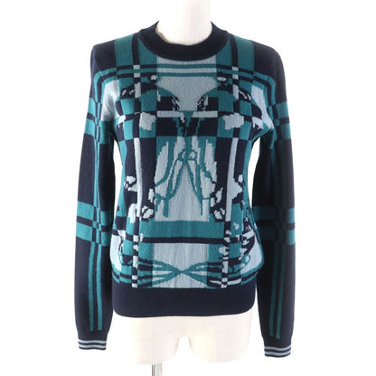 Hermes 23AW 3h2620dd Brides De Gala Tartan 100% Cashmere Crewneck Long Sleeve