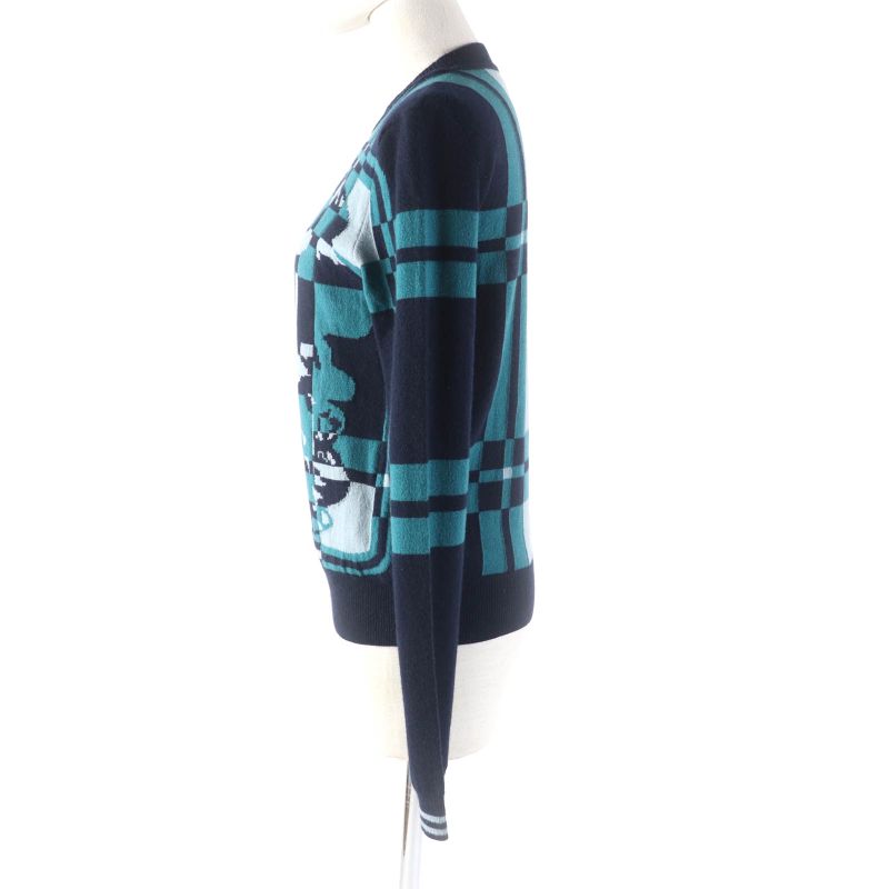 Hermes 23AW 3h2620dd Brides De Gala Tartan 100% Cashmere Crewneck Long Sleeve