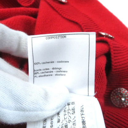 CHANEL P74231 100% Cashmere Coco Mark V-neck Long Sleeved Cardigan With Bijoux