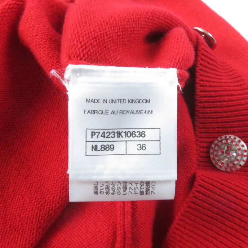 CHANEL P74231 100% Cashmere Coco Mark V-neck Long Sleeved Cardigan With Bijoux