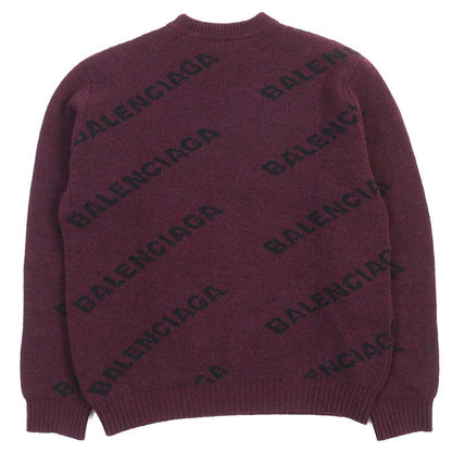 Balenciaga 534493 ALL OVER LOGO Wool Round Neck Long Sleeve Knit Sweater