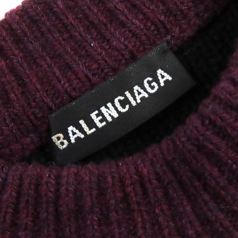Balenciaga 534493 ALL OVER LOGO Wool Round Neck Long Sleeve Knit Sweater