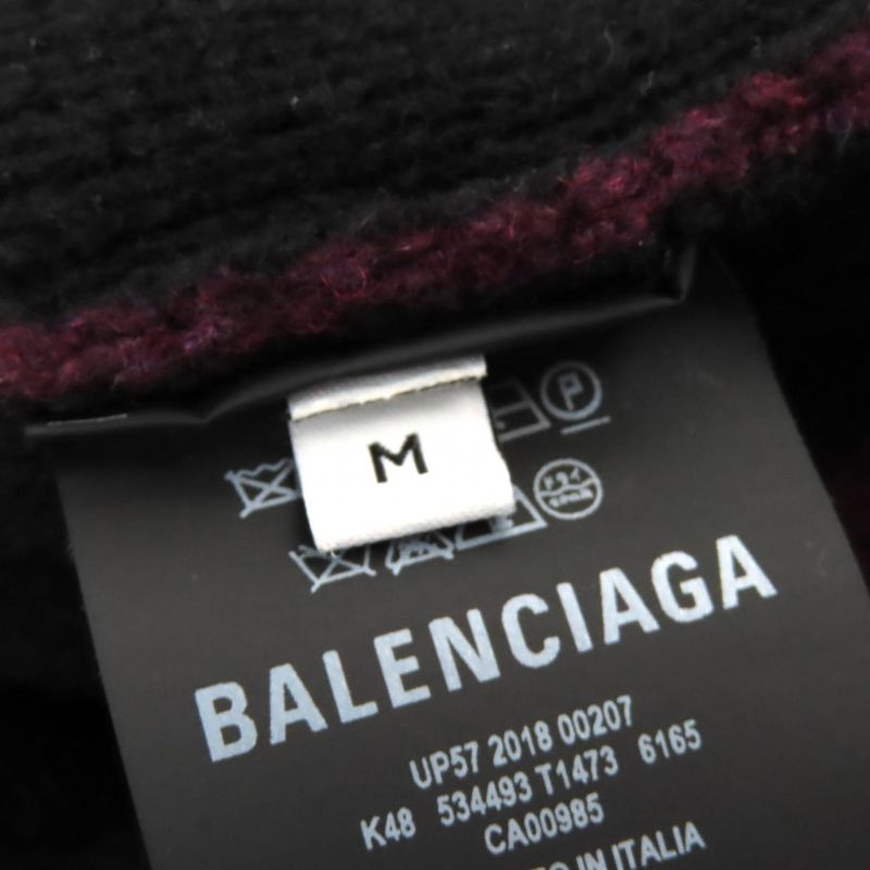 Balenciaga 534493 ALL OVER LOGO Wool Round Neck Long Sleeve Knit Sweater