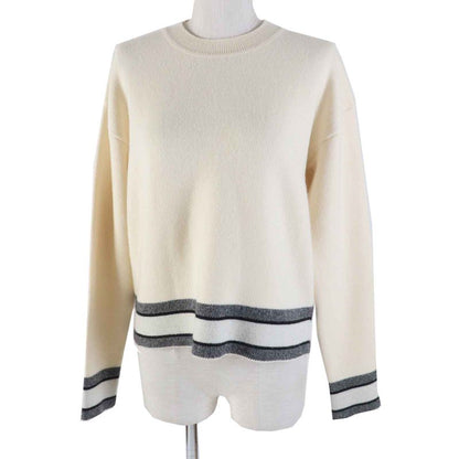 Christian DIOR 014s55am042 Cashmere Long Sleeve Knit Pullover With Logo Ivory