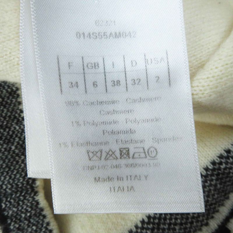 Christian DIOR 014s55am042 Cashmere Long Sleeve Knit Pullover With Logo Ivory