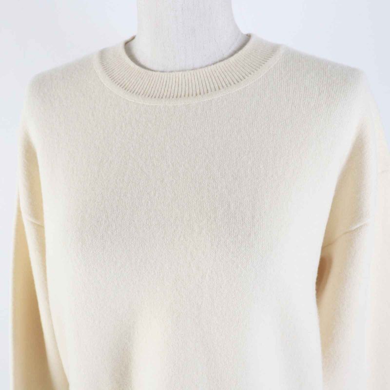 Christian DIOR 014s55am042 Cashmere Long Sleeve Knit Pullover With Logo Ivory