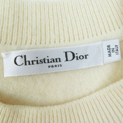 Christian DIOR 014s55am042 Cashmere Long Sleeve Knit Pullover With Logo Ivory