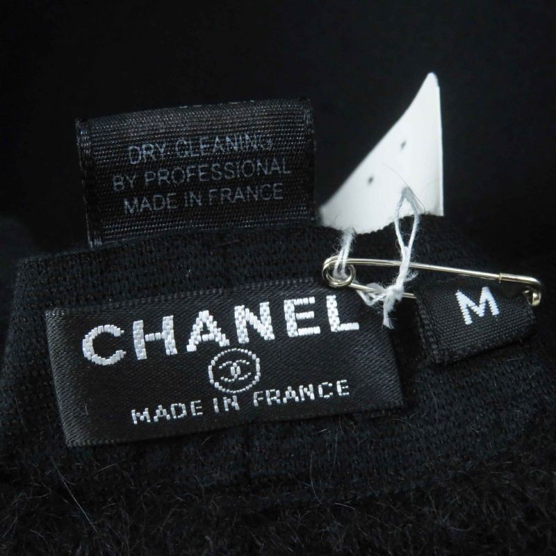 CHANEL Mohair Hat With Coco Mark Black M Made In France Ladies