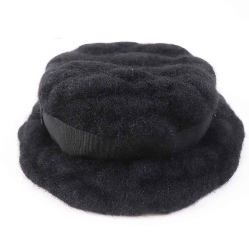 CHANEL Mohair Hat With Coco Mark Black M Made In France Ladies