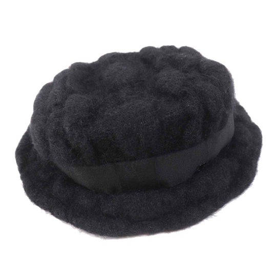 CHANEL Mohair Hat With Coco Mark Black M Made In France Ladies