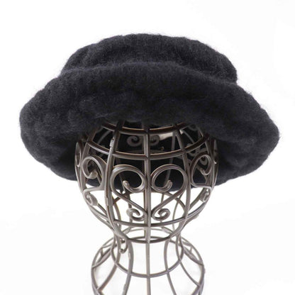 CHANEL Mohair Hat With Coco Mark Black M Made In France Ladies