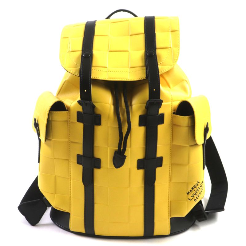 Louis Vuitton M25016 Damier Scuba Christopher MM Leather Backpack Yellow Black