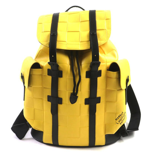 Louis Vuitton M25016 Damier Scuba Christopher MM Leather Backpack Yellow Black