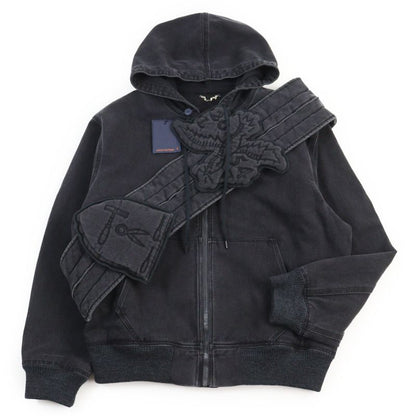 Louis Vuitton 1a5pav Zip Throw Denim Hoodie With Sash And Patch Zip Cotton