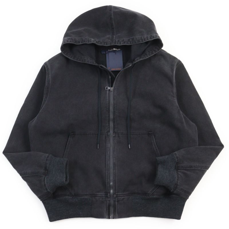 Louis Vuitton 1a5pav Zip Throw Denim Hoodie With Sash And Patch Zip Cotton
