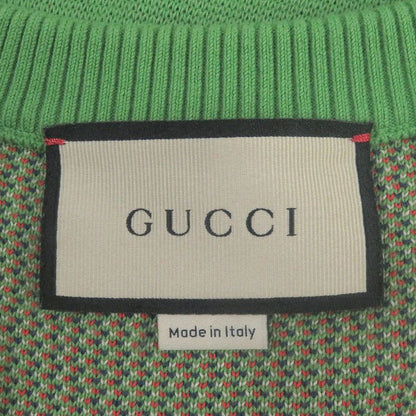 Gucci 21AW 653841 100% Cotton GG Logo Argyle V-neck Gilet Knit Vest Green S