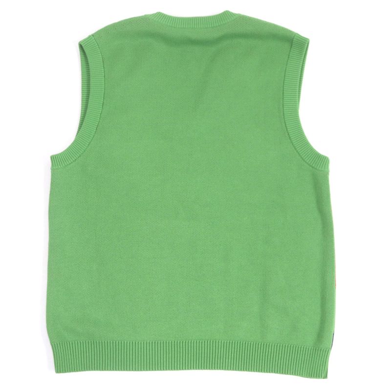 Gucci 21AW 653841 100% Cotton GG Logo Argyle V-neck Gilet Knit Vest Green S